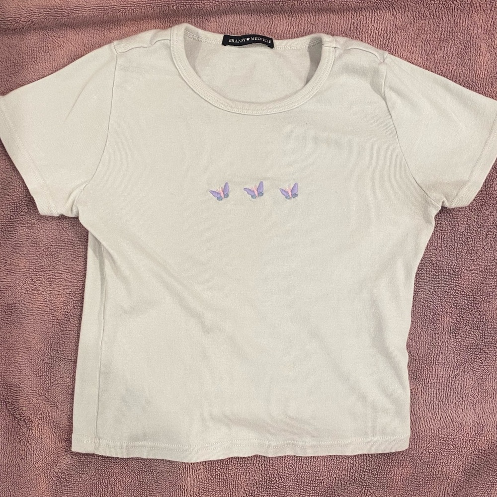 Brandy Melville | Ashlyn Top [Butterfly in White]
